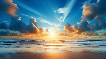 Naklejka na ściany i meble Vibrant dawn at the beach