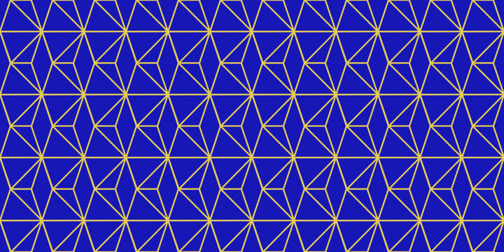 Patr&oacute;n mosaico geom&eacute;trico sin fisuras para fondo. Vector de Azulejo de dise&ntilde;o abstracto con l&iacute;neas de oro.