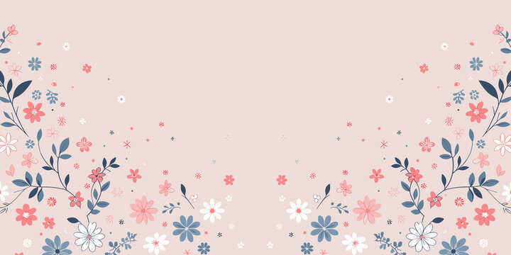 Floral background, colorful spring flower wallpaper, Vector illustration. Seamless floral pattern, generative ai