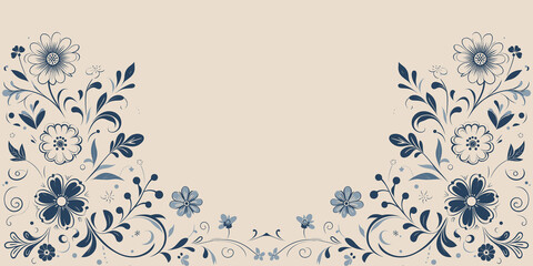 Vintage floral background with blue flowers and leaves, decorative floral wallpaper, Vector illustration, generative ai