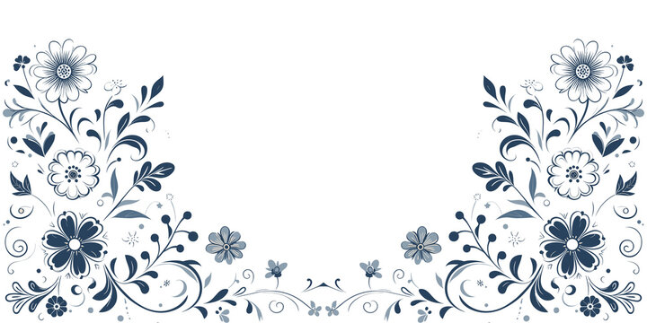 Vintage floral background with blue flowers and leaves, decorative floral wallpaper, Vector illustration, generative ai