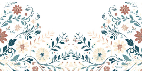 Fototapeta na wymiar Seamless floral pattern with hand-drawn flowers, spring decorative wallpaper, Vector illustration, generative ai