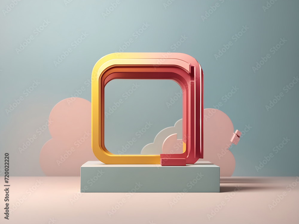 Poster instagram logo minimal simple design template. copy space 3d, 3d rendering design.