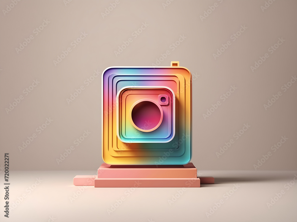 Poster instagram logo minimal simple design template. copy space 3d, 3d rendering design.