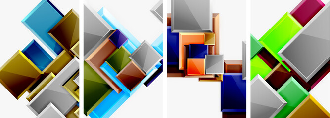 Color glass glossy square composition poster set for wallpaper, business card, cover, poster, banner, brochure, header, website