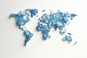 Abstract World Map with Mosaic Effect, Creating a Unique and Contemporary Design, on a White Background, Generative AI