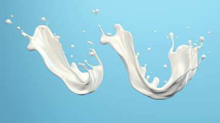 Obraz na płótnie Canvas set of diary cream or milk splashes. 3d illustration. 