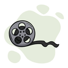 Hand drawn icon of round film reel