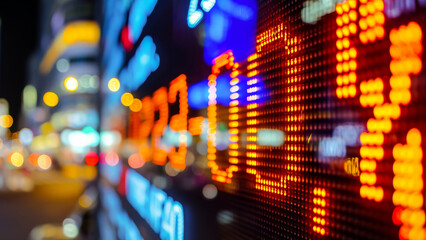 Vibrant city lights at night with a colorful abstract blur, ideal for backgrounds or concepts related to nightlife and urban technology.