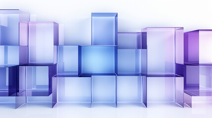 abstract background with row of violet blue square translucent . 