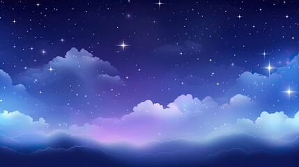 Beautiful colorful evening cloudy sky with stars