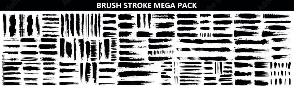 Poster a set of strokes. collection of grunge brushes. abstract design element on white background. isolate