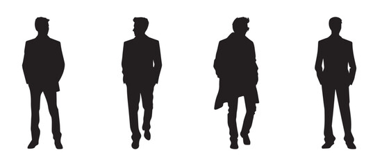 Set of black silhouette of stylish man. Vector illustration