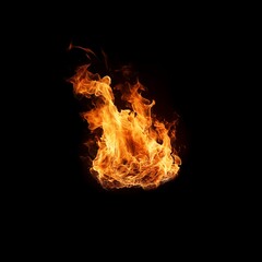 fire flame on isolated black background. burning spark and smoke red fire illustration