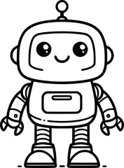 Vector Robot Retro Line Art: Classic Graphic Design with a Futuristic Twist