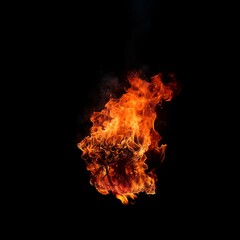 Fototapeta premium fire flame on isolated black background. burning spark and smoke red fire illustration
