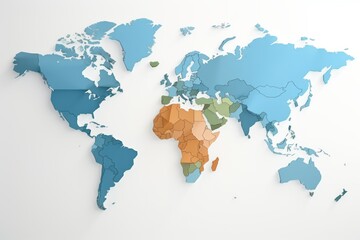 World Map Infographic, Highlighting Population Density and Urban Areas, on a White Background, Generative AI