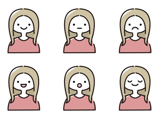 色々な表情の女の子のイラストセット