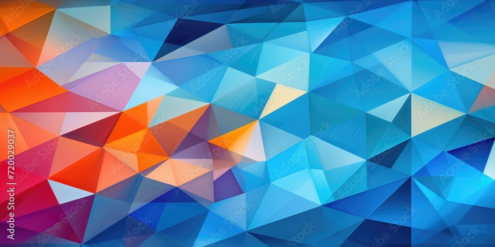 Poster abstraction unfolds. triangles in seamless harmony, composing dynamic geometric backdrop. interplay 