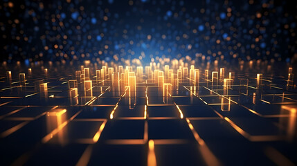 Obraz premium Digital technology particles abstract background, abstract analysis visualization