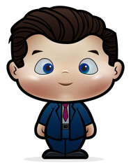 Cute kid cartoon vector illustration wearing suit