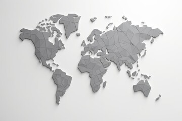 World Map with Grayscale Gradient, Creating a Contemporary and Minimalistic Design, on a White Background, Generative AI