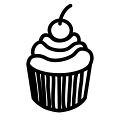 cupcake with cherry icon
