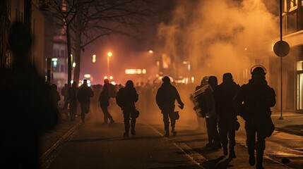 German farmers on the streets of Germany with police