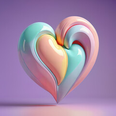 Rainbow Love Celebration with Hearts Ai generate illustration. 3D render. valentine concept. abstract background. romantic decoration. art freefrom design. LGBT pastel color design. creative object