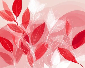 Abstract Nature-Inspired Red and White Vector Illustration Background for Design and Decoration