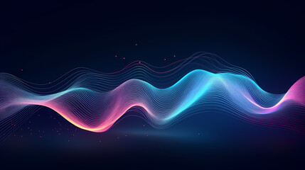 Futuristic technology background of digital glowing waves and network system