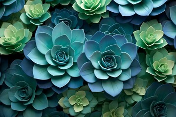 Vibrant Blue and Green Blooms, succulents  - Invitations, Home Decor, Botanical Themes,Decor, Stationery, Wall Art design template, background