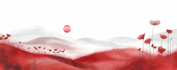 Abstract Red and White Nature-Inspired Vector Background for Modern Artistic Design and Decoration