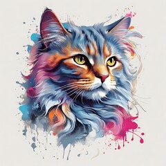 A Special cat design fot t-shirt multicolor used generative ai