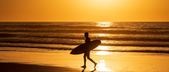 Sihouette of surfer at Scripps Pier, La Jolla, California