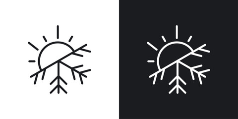 Hot and cold temperature icon designed in a line style on white background. - obrazy, fototapety, plakaty