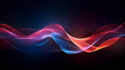 Futuristic technology background of digital glowing waves and network system