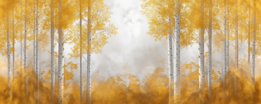 Enchanted Forest: Gold and White Aesthetic Wallpaper Art