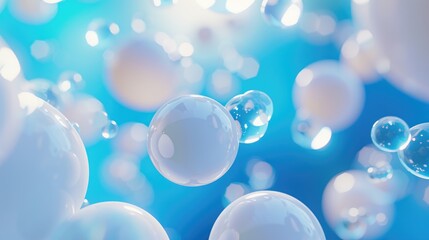 Abstract soft light with white and blue bubble ball background