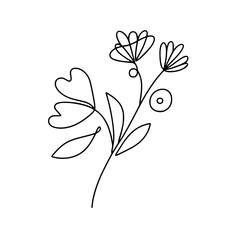 Abstract wall art. Spring illustration. Line art flower vector clipart.
