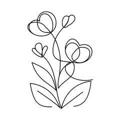 Abstract wall art. Spring illustration. Line art flower vector clipart.