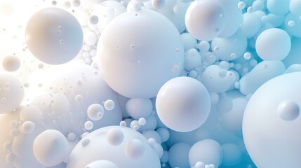 Abstract soft light with white and blue bubble ball background