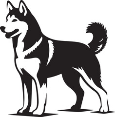 siberian husky dog pet in vector stencil art illustration with transparent background © muhammad