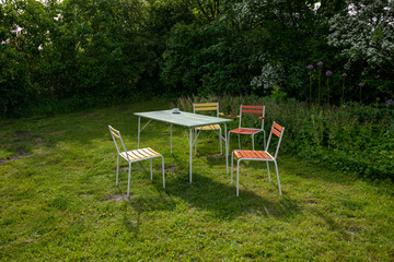 Garden with table and chairs