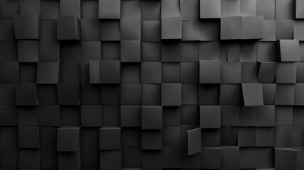 3d realistic dark wall of cubes abstract background - obrazy, fototapety, plakaty