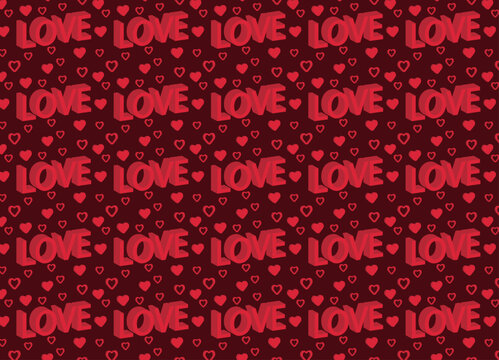 Love pattern, with love text and hearts, background, texture for fabrics, backgrounds, etc.