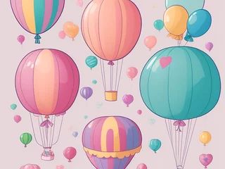 Stickers pour porte Montgolfière Cute colorful balloons background, balloon birthday party