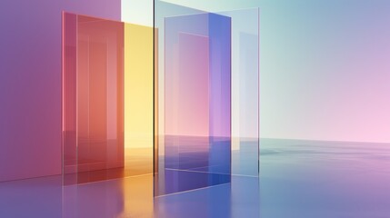 Transparent glass with gradient colors 3d background template