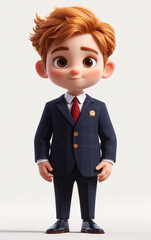 3d illustration of cartoon businessman, kid business concept illustration wearing businessman suit