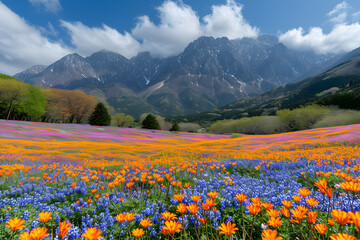 Floral Bliss in Mountain Landscape